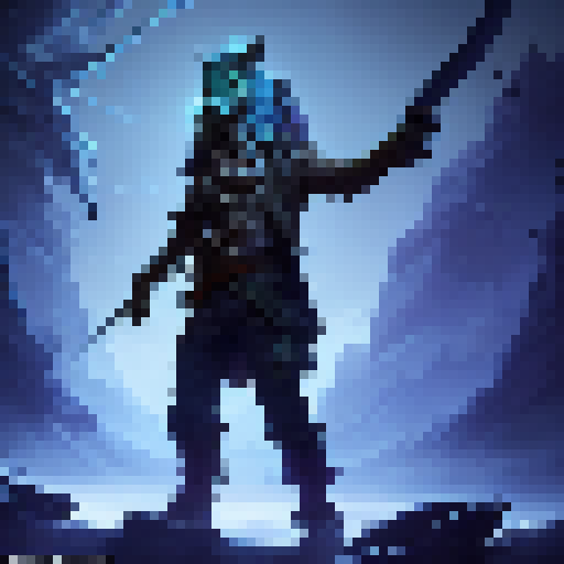 Glowing-eyed rogue Ekko wields a silver sword, evading shadowy wolves in a mystical forest of giant mushrooms and luminescent flora. (Fantasy RPG)