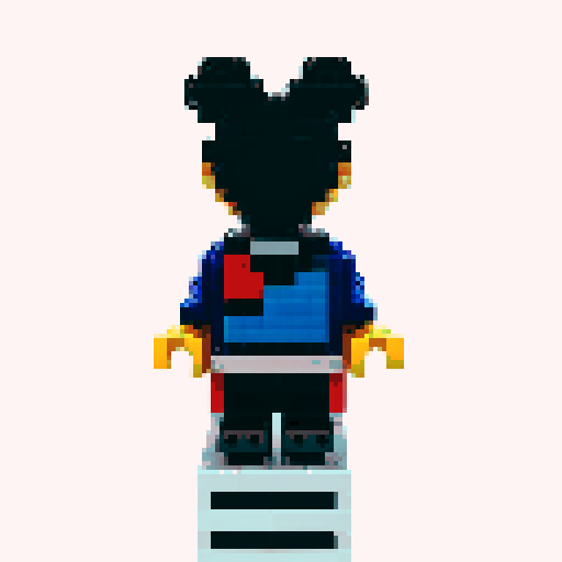 micky mouse, pixelated, LEGO, vibrant colors, blocky, square pixels, retro style, playful, sRGB