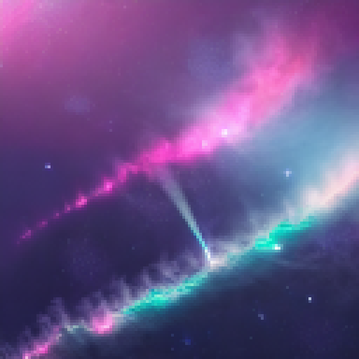 A cosmic collision of neon-colored asteroids and icy comets hurtling towards a futuristic space station surrounded by sparkling stars and swirling nebulae.