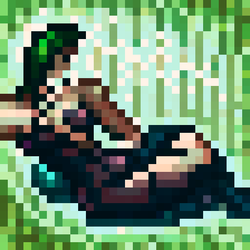 female warrior, vibrant green hair with braids, large sword, fantasy RPG