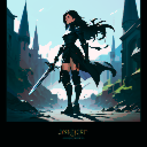 full-body image, male knight, black armor, giant sword, long black hair, sexy, dark knight