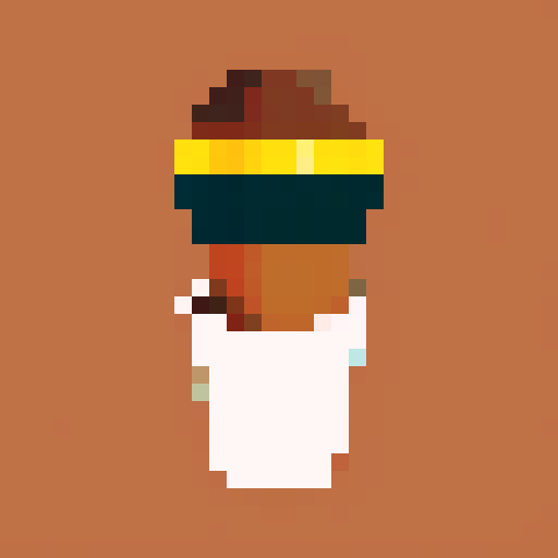 brown Paintbrush with colorful paint at the tip, bold black outline, smooth and crisp edges, minimalistic design, 32x32 pixel art, sRGB color space