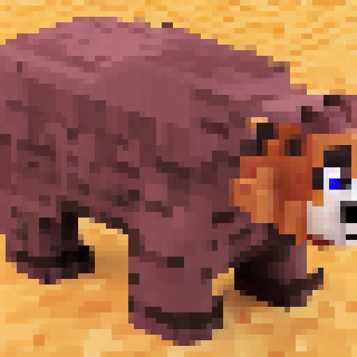 Pixelated grizzly bear built with minecraft-like cubes