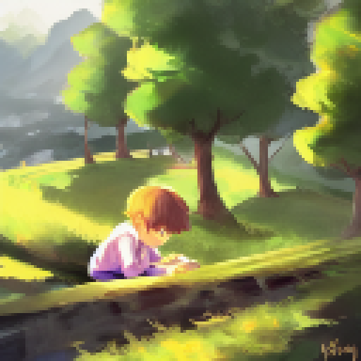 Sleeping boy, computer game, curious cat, twilight window - landscape portrait.