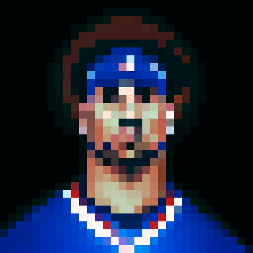 nfl football player, profile view, forward-facing, wearing jersey, no helmet, game icon style, 32x32 pixel art, sRGB, skillful expression, close-up portrait