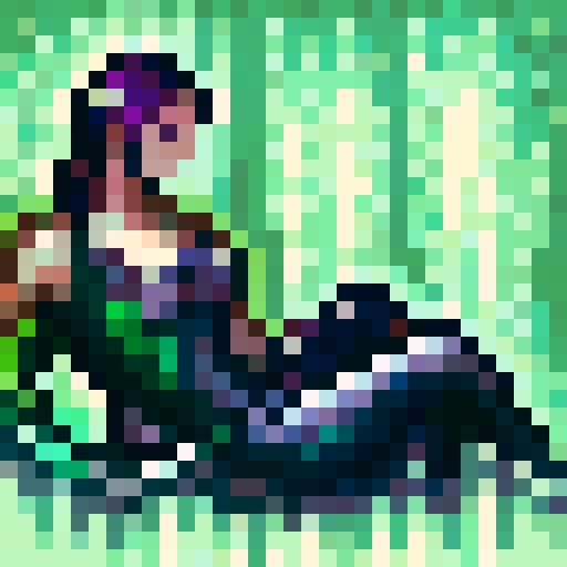 female warrior, vibrant green hair with braids, large sword, fantasy RPG