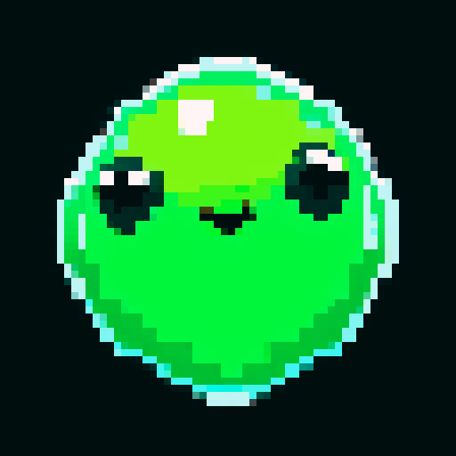 A sparkling, semi-transparent slime with a crystalline structure. It has shimmering facets, bright eyes, and a cheerful smile. No background.
