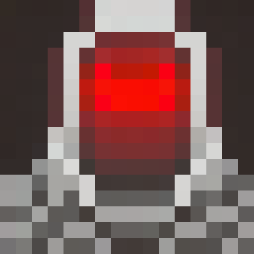 Shimmering ruby, reflecting light with facets of red, captured in a game icon style with a 16x16 pixel art close up portrait