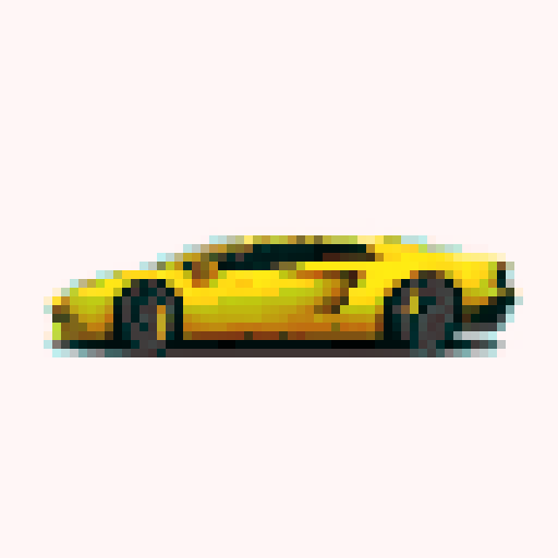 Yellow symmetrical Lamborgini shot from above the hood, smoke from under the rear wheels, logo