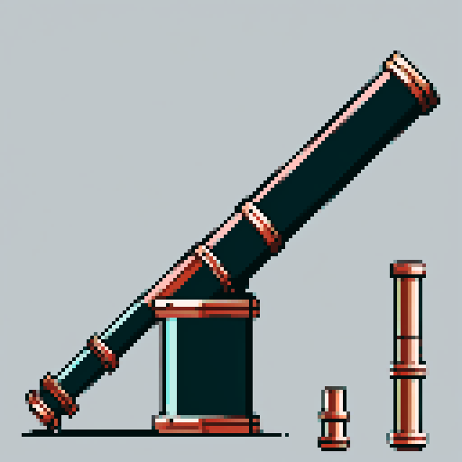 I want a tall vertical copper pipe that looks like a cannon barrel. I want this object usable an asset in a videogame, meaning only one object per image, outlined with a strong black stroke, on a solid-color background.
