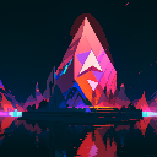 Ethereum logo, vibrant colors, pixelated squares, glowing lines, abstract composition, sRGB, intricate patterns, digital art, futuristic aesthetic, sharp edges, geometric shapes, neon glow, high contrast, detailed shading