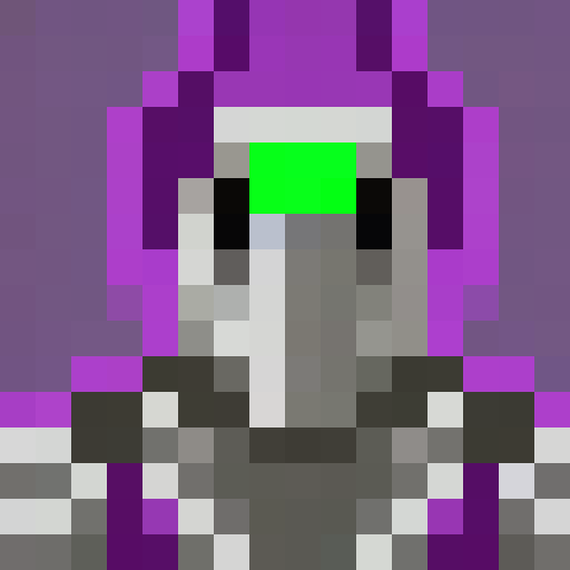 Purple-robed warlock with a menacing void helmet, rendered in a 16x16 pixel portrait style