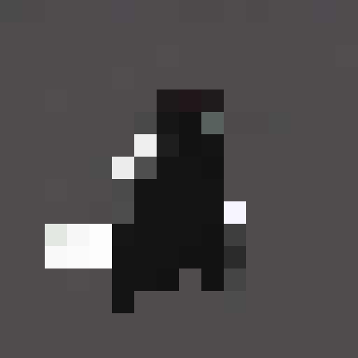 glitched samurai, cape, hat, sword, blue, purple, black, pink, game icon, 16x16, pixel art, close up, portrait