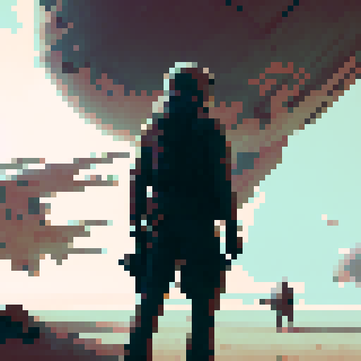 Grandparents, dressed in camouflage, standing shoulder to shoulder with machine guns in hand, badge logo no background