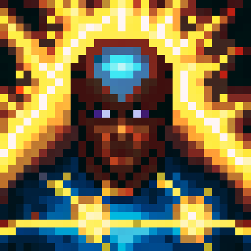 fireball skill, vibrant colors, pixelated flames, intense heat, glowing embers, dynamic motion, spellcasting gestures, magical energy, focused expression, detailed shading, dramatic lighting, fiery background, small but powerful, iconic symbol, 32x32 pixel art, sRGB, skill art, close up, portrait