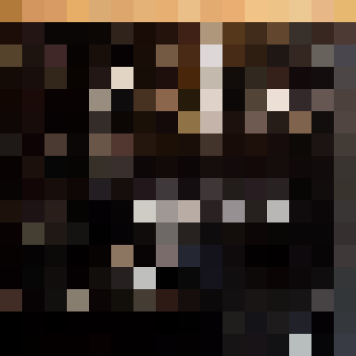 Modular synth knobs glowing neon green and blue, wires tangled in a mesmerizing chaos, captured in a 16x16 close-up portrait with pixel art style as a game icon