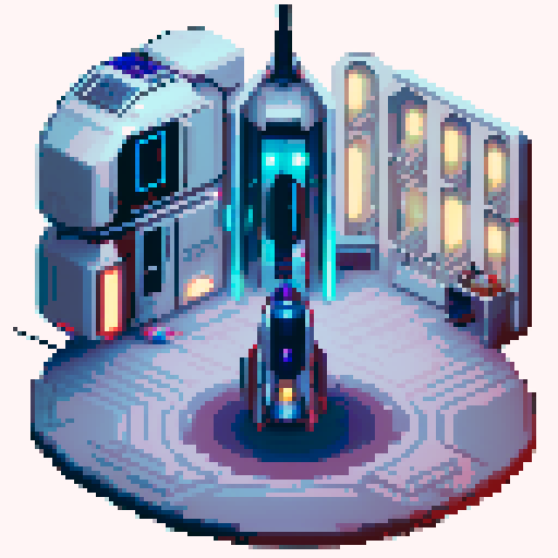 cryopod, spaceship interior, shadows, woman figure, pixel art