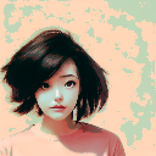 "Anime girl gazes at swirling 2D shapes in pinks, purples, and greens while "@3ab3z" glows in small font at bottom left of image."