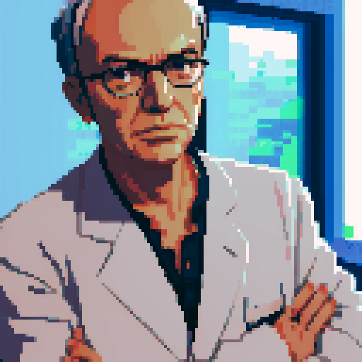 psychiatrist, serene office with warm lighting, pixel art, sRGB