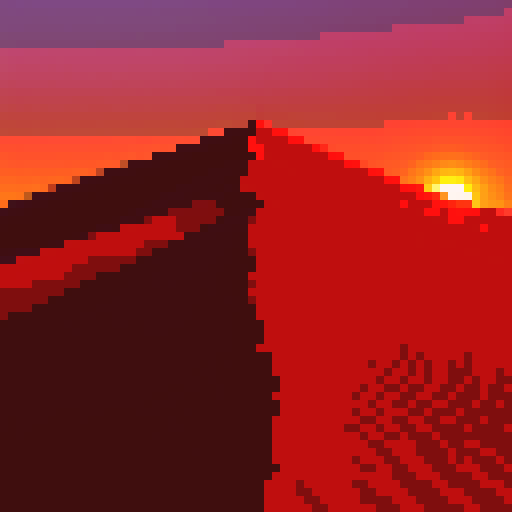 Sunset with red evening slight on sand dunes