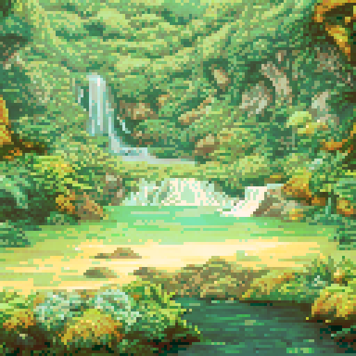 Beautiful springs, waterfalls, low water level, light, birds