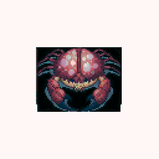 make it a robot crab a top down image pixel art color blue