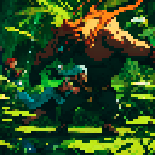 Jungle; there is a fight happening