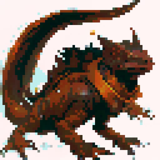 lizard monster with brown scales and sharp teeth, crawling on the ground, rpg enemy, full body portrait