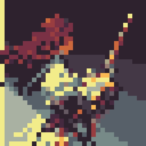 valiant knight, brown-haired, no helmet, wielding a sword and shield, shield embossed with a golden "V", oblique side view