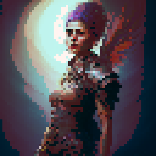 tribal warrior, savanna, spear, fantasy RPG, fierce expression, intricate tattoos, flowing mane, ornate armor, vibrant feathers, mystical aura, dramatic lighting