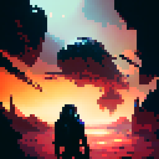 Futuristic, gritty, and dark. 
        
        Battle-worn space warrior, wielding an energy sword, stands on a barren planet with glowing red skies and a massive alien structure in the background.