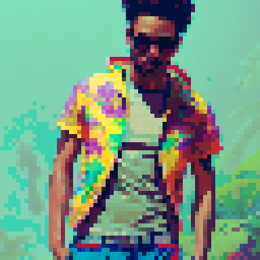 Vibrant, tropical, and playful. Watermelon and pineapple patterned swim trunks for men, featuring bold colors and a cartoonish art style reminiscent of vintage postcards.