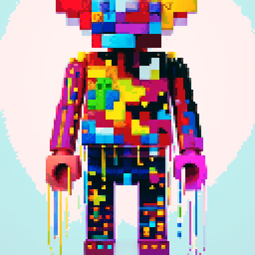 colorful pixel lego blocks arranged in a playful, vibrant composition, showcasing the intricate details and vibrant colors of pixel art in the sRGB color space