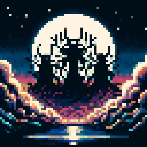 3 menacing entities arrive from the darkness in the moonlight.