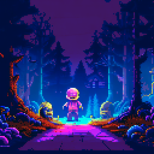 horror entry to indoor playground with toys and a horror and dark theme