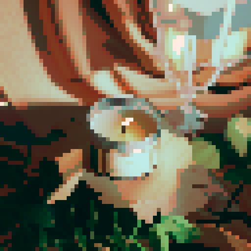 An enchanted candle casting a magical light throughout a cozy room.