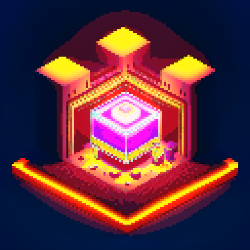 mystery box, pixel art, rare items inside, glowing light, vibrant colors, intricate details