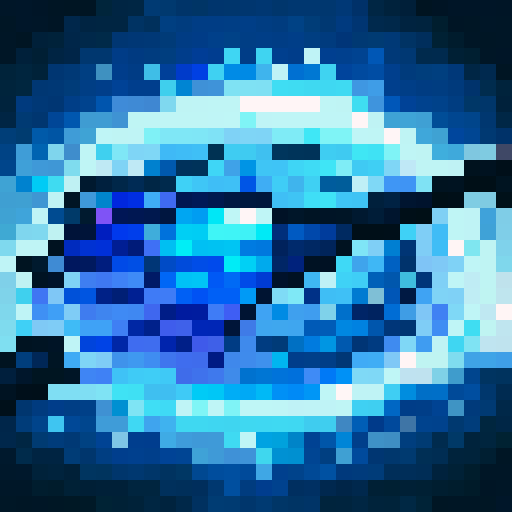 water barrier, pixel art, game icon, 32x32, sRGB, skill art, close up, portrait, vibrant colors, flowing waves, reflective surface, shimmering droplets, swirling currents