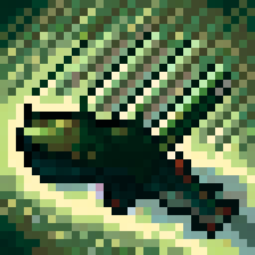top-down pixel art sprite, World War II army tank, bird's eye view, sleek olive green body, rugged tank treads, rotating turret, menacing barrel, pixel art, sRGB, game asset, transparent background