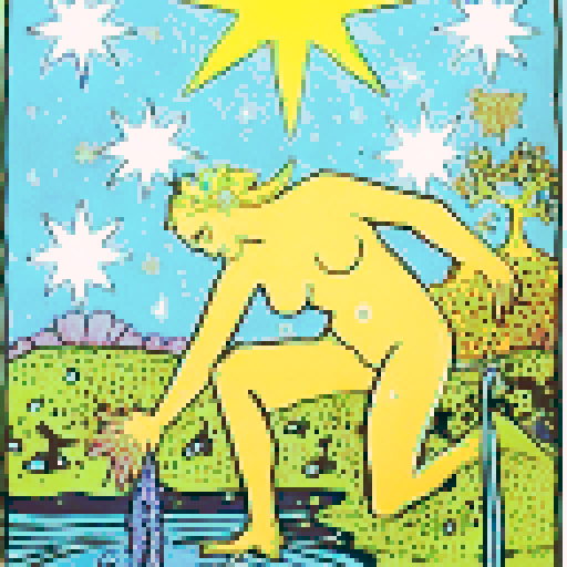 The tarot card The Star in an aquatic style featuring a queen mermaid with a crown in a medieval dark style, surrounded by glowing starfish underwater. The scene should be illuminated by ethereal star-like lights, symbolizing hope and clarity. The crown should shimmer with starlight, enhancing her majestic presence