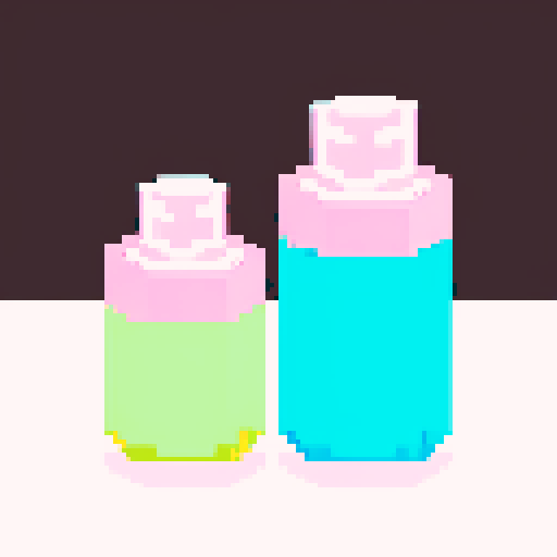 A nail tech and a client in a nail salon. Nail polish bottles pastel pink