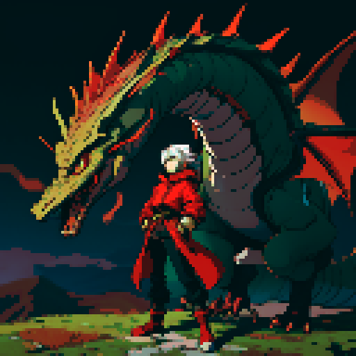 full-body image of a red dragon, dragon alone with nobody else in the frame