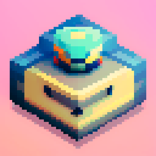 police officer hat, pixelated badge, retro color palette, game asset for icon