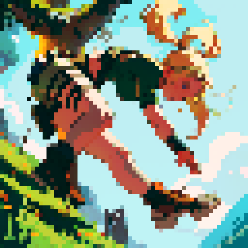 blonde hair tomb raider climbing up hills and mountains