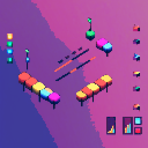 visualize UI elements for Stamina Bar: A visual representation of the player's current stamina level; Stress Bar: Visual indicator of the player's stress level, changing colors or patterns based on intensity; Target Bar: A bar showing the work target progress during gameplay; Timer: A clock or countdown display for time-sensitive tasks or shifts.