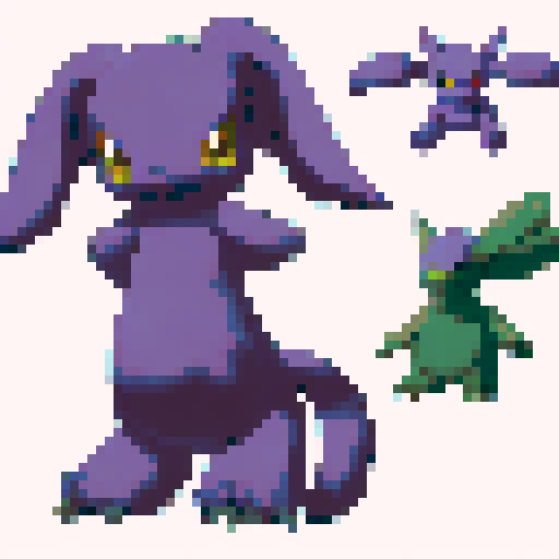 sprite sheet of a new pokemon, including overworld movement sprites
