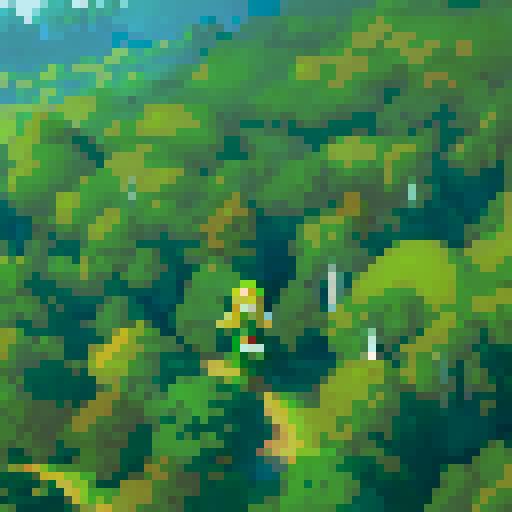 Elf in forest top down view