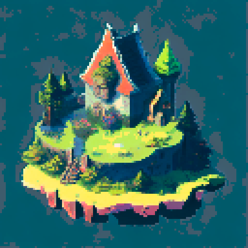 a background layer for my pixel art game called Grim Vampire Hunters, picturing a dark silhouette of a castle atop a mountain, overseeing dark woods, pixel art, foggy, mysterious, landscape portrait