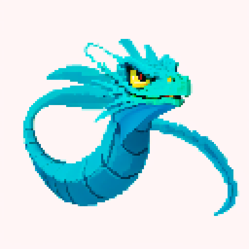 basilisk, blue and white color scheme, pixel art, sRGB, with coinbase scheme
