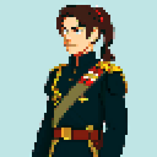 Male Imperial soldier with brown hair in a short ponytail